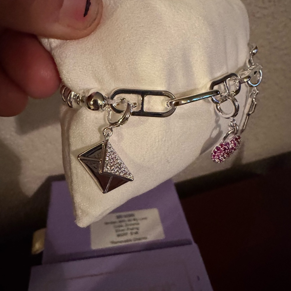 NWT Bomb Party Written with all my love Charmelier Silver Charm Bracelet - Picture 2 of 5